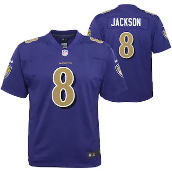 youth nike lamar jackson purple baltimore ravens color rush